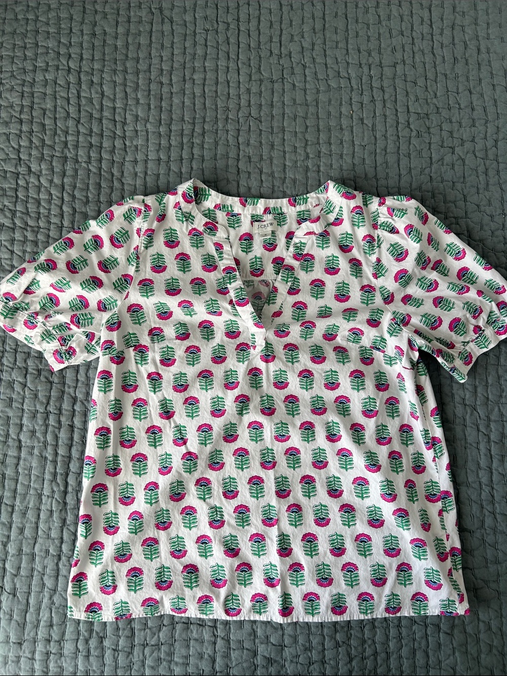 J. Crew Floral Blouse Puffed Sleeves Size Small
